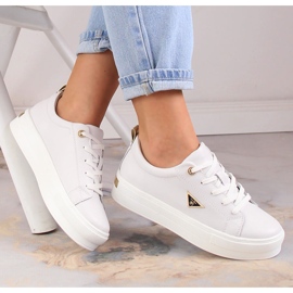 Ženske kožne cipele na platformu bijele Filippo DP3533/23 bijela 1