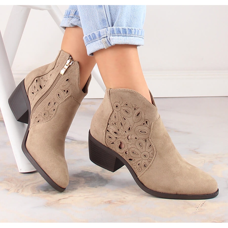 Ženske kaubojske čizme otvorene antilop bež Jezzi RMR1921-42 1