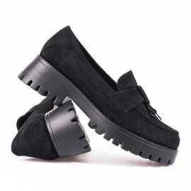 Ženske cipele s platformom od brušene kože crne Shelovet crna 1