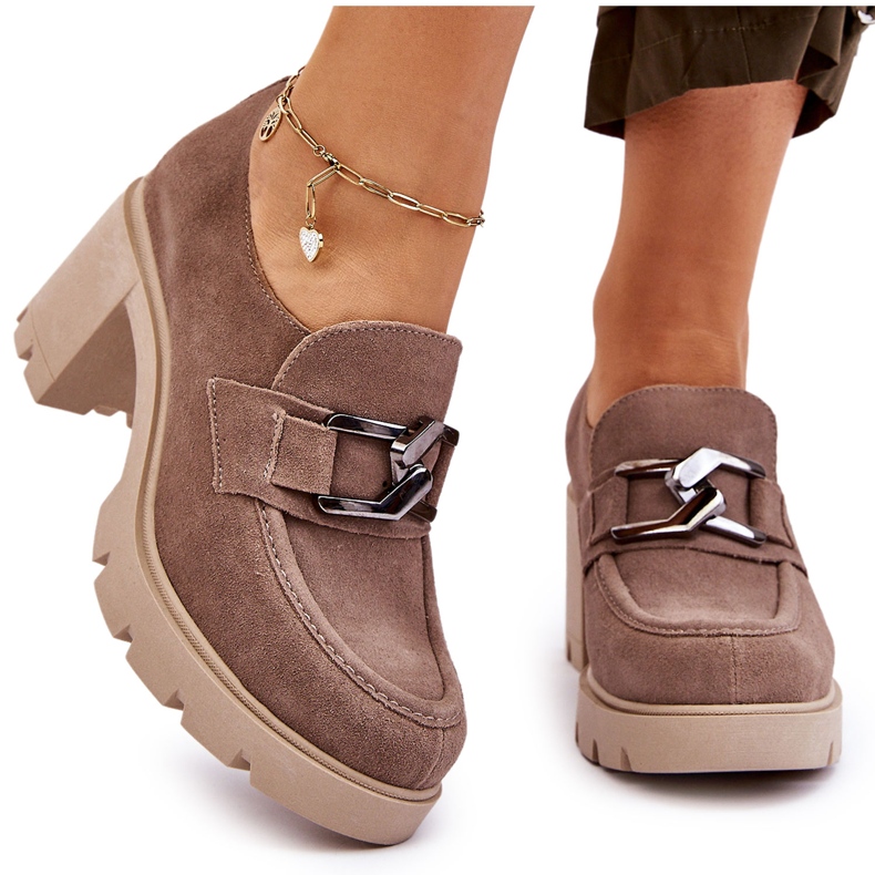 Lemar Elegantne broge na petu s tamno srebrnim bež ukrasom Harmell 1