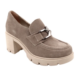 Lemar Elegantne broge na petu s tamno srebrnim bež ukrasom Harmell 2