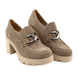 Lemar Elegantne broge na petu s tamno srebrnim bež ukrasom Harmell 6