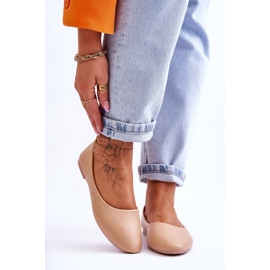 Kožne klasične Stacee bež balerinke 1