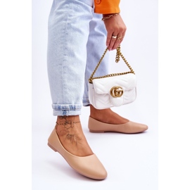 Kožne klasične Stacee bež balerinke 2