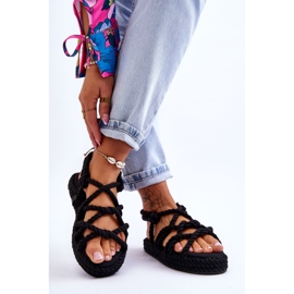 FG2 Ženske modne pletene sandale crne Tiffanie crno 2