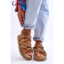 FG2 Ženske modne pletene sandale bež boje Tiffanie smeđa 1