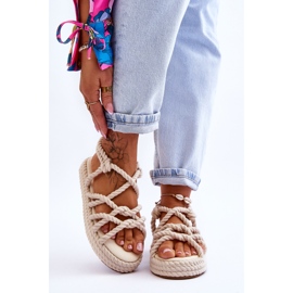 FG2 Modne ženske pletene sandale svijetlo bež Tiffanie smeđa 1