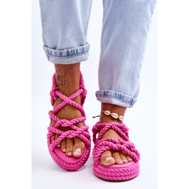 Ženske moderne pletene sandale Fuchsia Tiffanie ružičasta 4