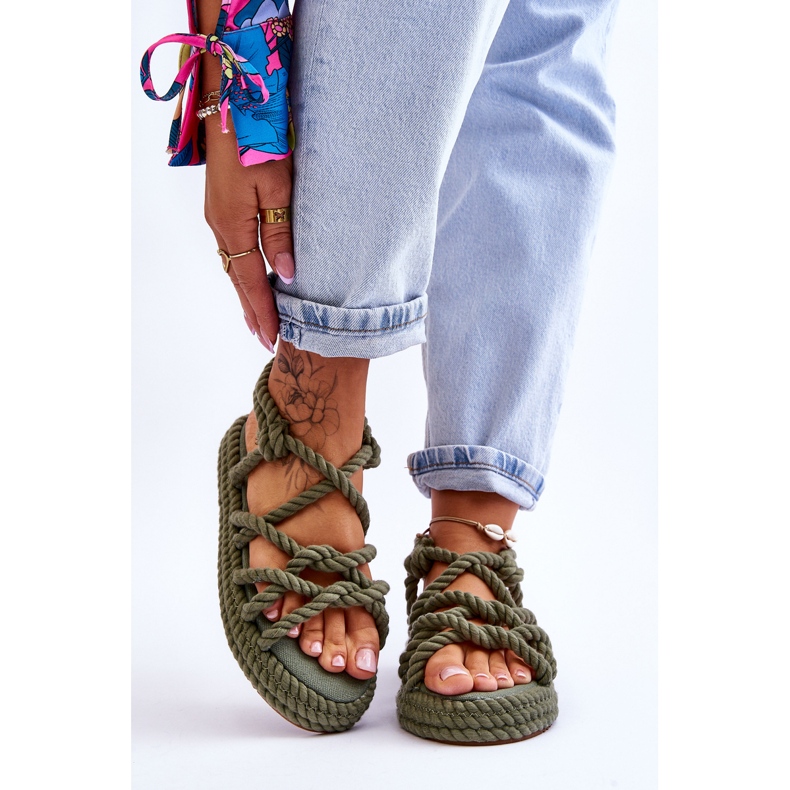 FG2 Ženske modne pletene sandale zelene Tiffanie zelena 1