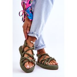 FG2 Ženske modne pletene sandale zelene Tiffanie zelena 2