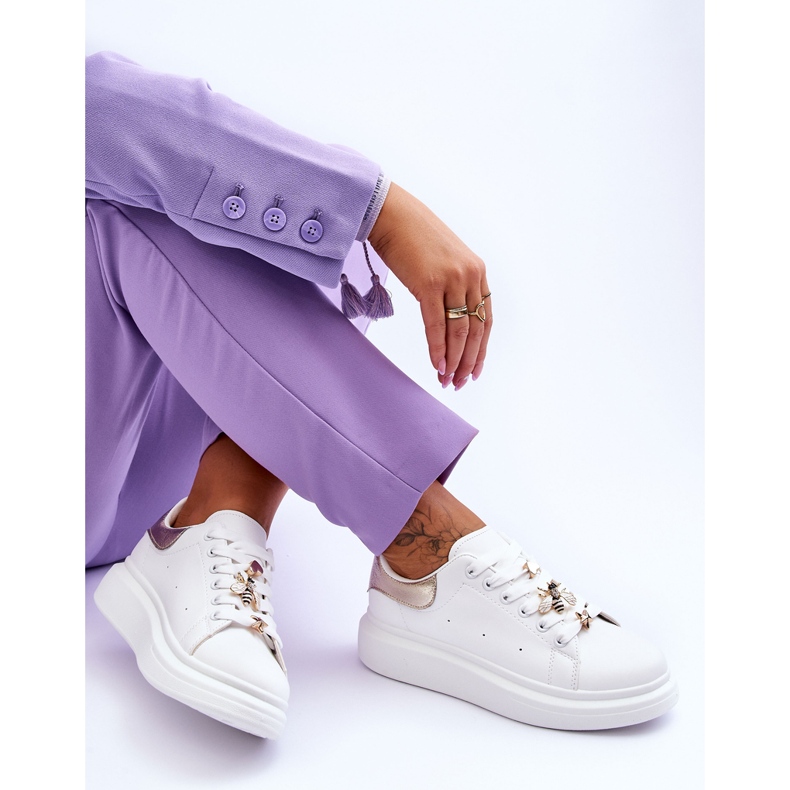 FG2 Ženske sportske cipele na masivnoj platformi Bijelo-zlatni Chante bijela 1