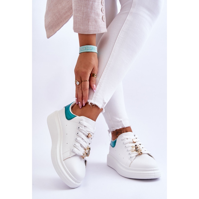 FG2 Ženske sportske cipele na masivnoj platformi Bijelo-zeleni Chante bijela 2