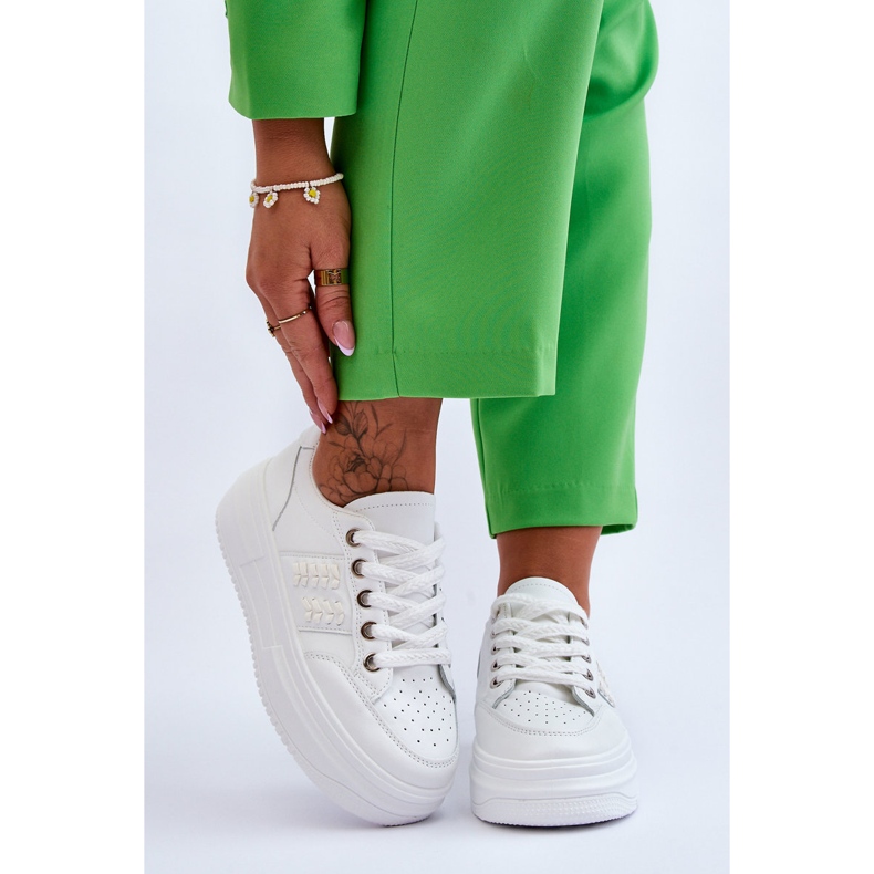 Modne ženske tenisice s platformom bijele Claribel bijela 1