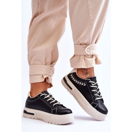 FG2 Udobne ženske sportske cipele na platformu crno-bež Devan 2