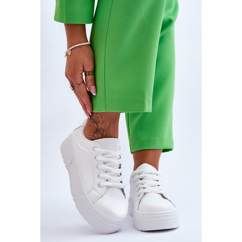 FG2 Udobne ženske sportske cipele s platformom Bijeli Devan bijela 1