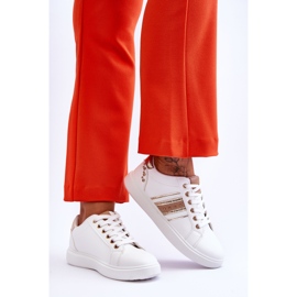 Ženske kožne tenisice s nitnama bijele i zlatne Dory bijela 2