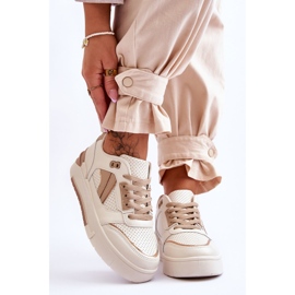 FI1 Kožne ženske sportske cipele bež Nancey 1