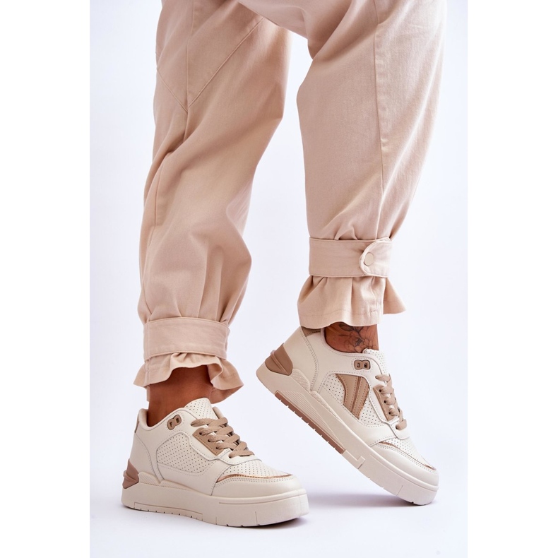 FI1 Kožne ženske sportske cipele bež Nancey 2