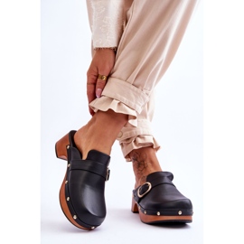 FI1 Ženske kožne papuče Klompe crne Fanett crna 2