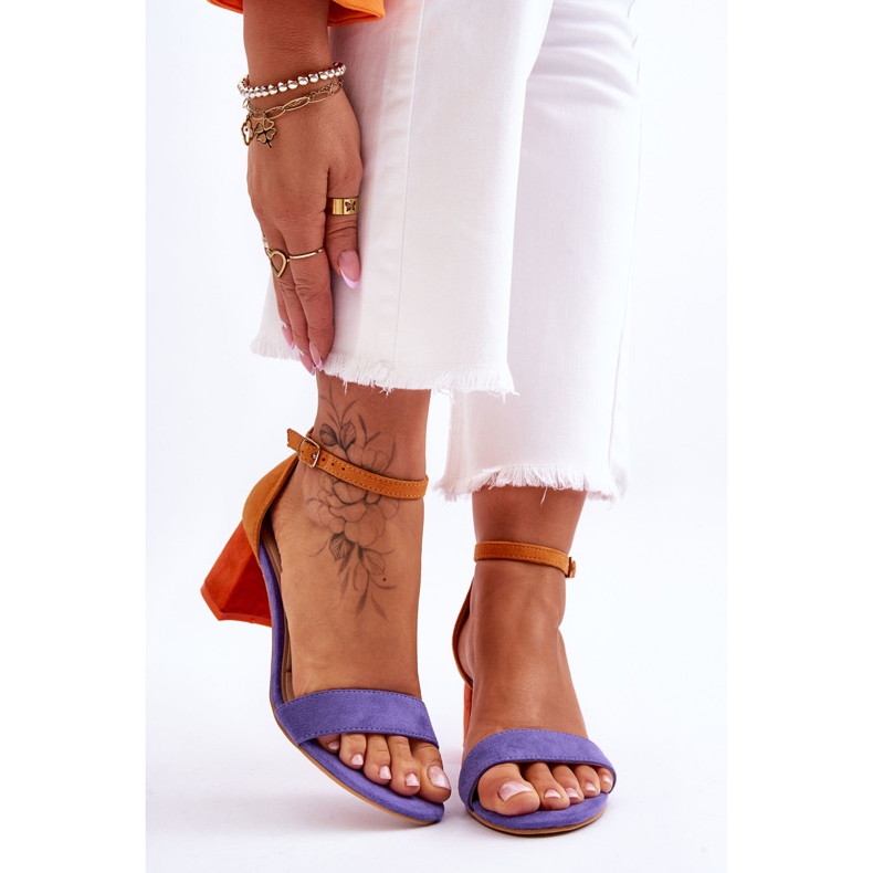 FB1 Ljubičasto-žute sandale na nisku petu od antilopa Quincy ljubičasta 1