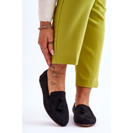 FB1 Klasične mokasine od brušene kože s resicama, crni Averil crno 1