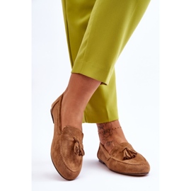 FB1 Klasične mokasine od brušene kože s resicama, smeđe Averil bež 2