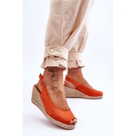 FB1 Narančaste Elsie sandale na klin od brušene kože 3