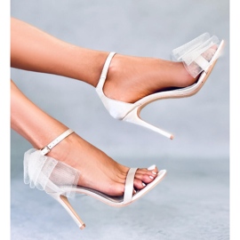 Seastar Laurence bež sandale na stiletto petu s mašnom 1