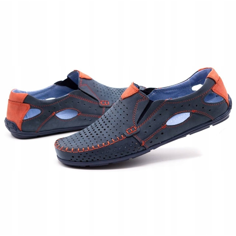 Olivier Muške ljetne cipele, mokasine 901, teget i crvene boje plava 3