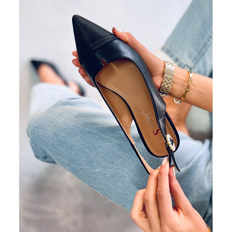 Seastar Balerinke s otvorenom petom Sanaz Black crno 2