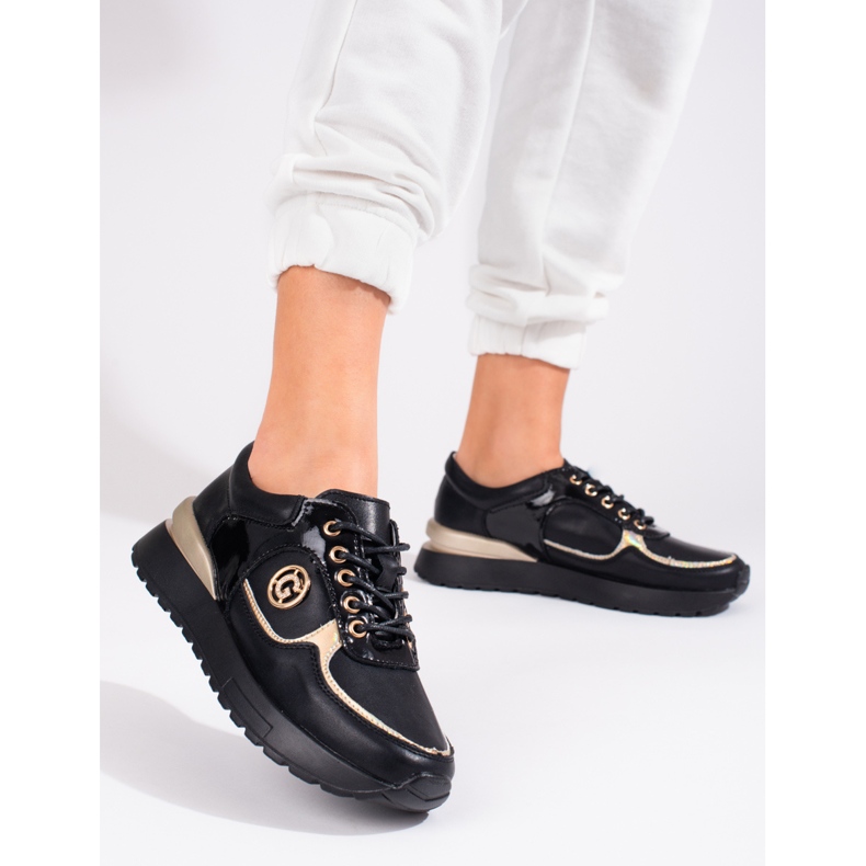 Shelovet ženske kožne tenisice crne boje crno 1