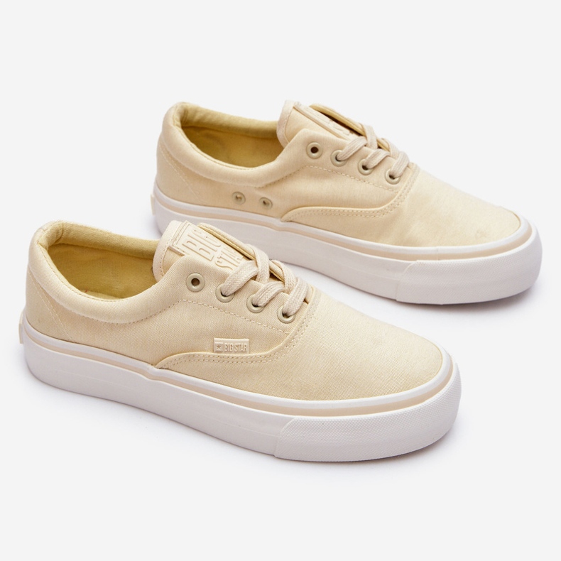 Tenisice s platformom od tkanine Big Star LL274144 svijetložuta žuta boja 1