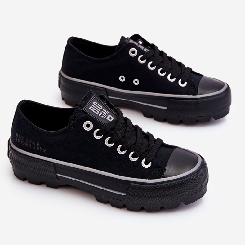 Tenisice s platformom od tkanine Big Star LL274149 crne crna 1