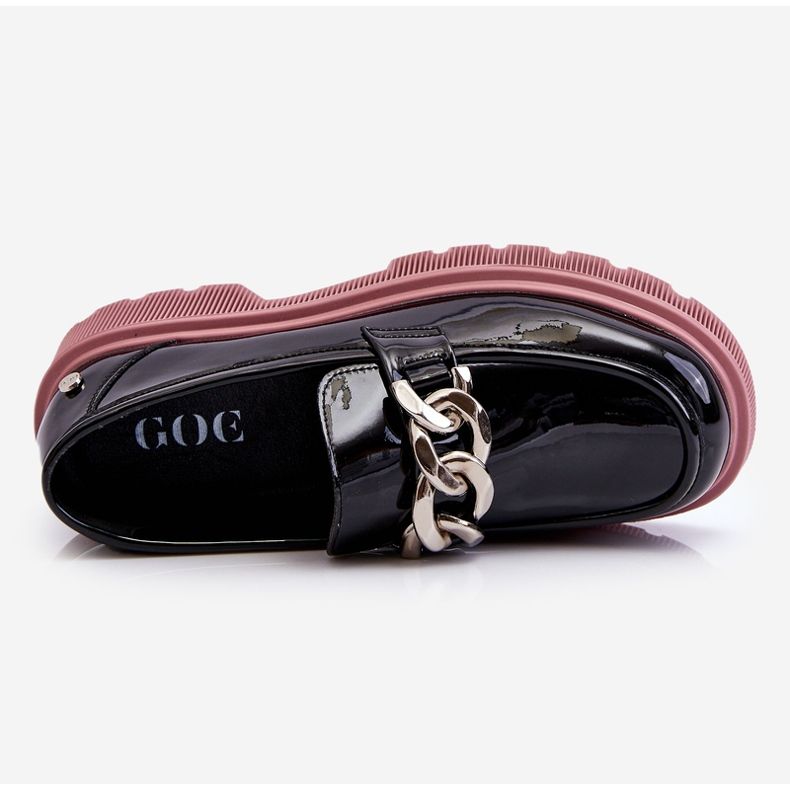Lakirane mokasine s lancem GOE LL2N4039 crno-ljubičaste crna 1