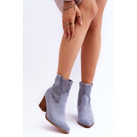 FB1 Ženske kaubojske čizme od brušene kože svijetloplave Norvella plava 1