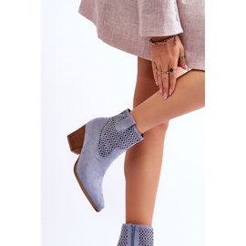 FB1 Ženske kaubojske čizme od brušene kože svijetloplave Norvella plava 2