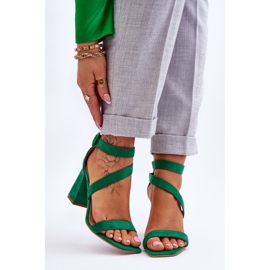 FB2 Ženske sandale na visoku petu od brušene kože Green Lanes zelena 1