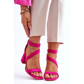 Ženske sandale na visoku petu od brušene kože Fuchsia Lanes ružičasta 1