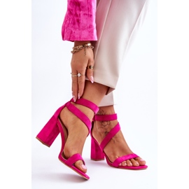 Ženske sandale na visoku petu od brušene kože Fuchsia Lanes ružičasta 2
