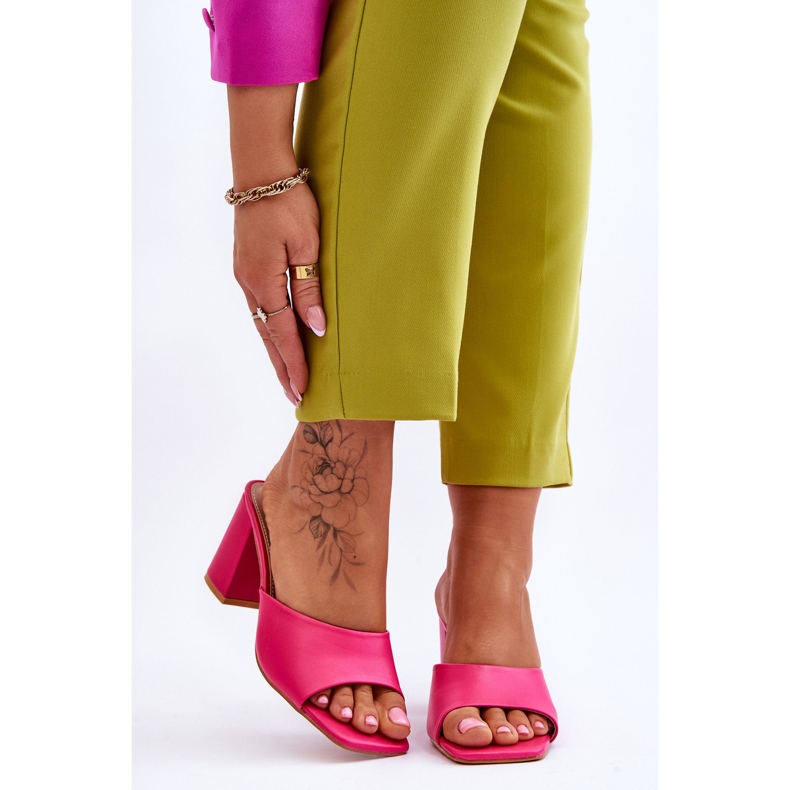 FJ1 Ženske kožne klasične papuče Fuchsia Loara ružičasta 1