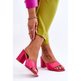 FJ1 Ženske kožne klasične papuče Fuchsia Loara ružičasta 2