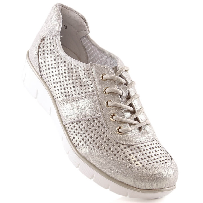 Filippo DP028 kožne ažur ženske sportske cipele zlatni 1