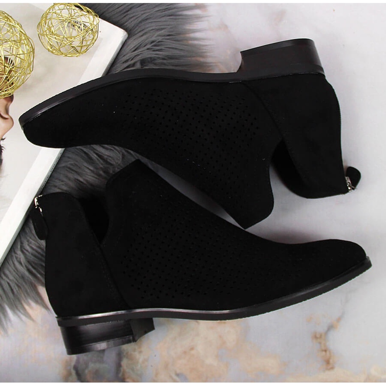 Vinceza crne proljetne čizme od brušene kože crna 1