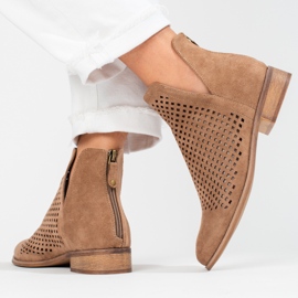 W. Potocki Ženske smeđe otvorene proljetne čizme Potocki smeđa 2