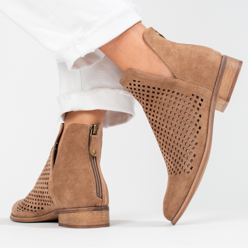 W. Potocki Ženske smeđe otvorene proljetne čizme Potocki smeđa 2