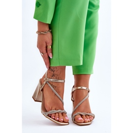 Sandale sa cirkonima Zlatne Carlotta visoke pete zlatni 1