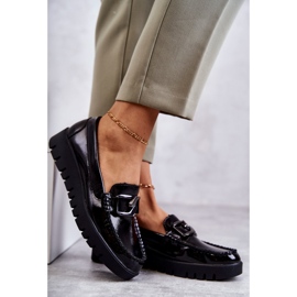 Sergio Leone Lakirane mokasine na crnoj Kjersti platformi crna 4