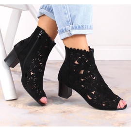 M. DASZYŃSKI Ženske proljetne otvorene čizme s otvorenim prstima crne M.Daszyński MR1954-10 crno 1