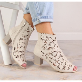 M. DASZYŃSKI Ženske proljetne otvorene čizme s otvorenim prstima, bež M.Daszyński MR1954-10 1