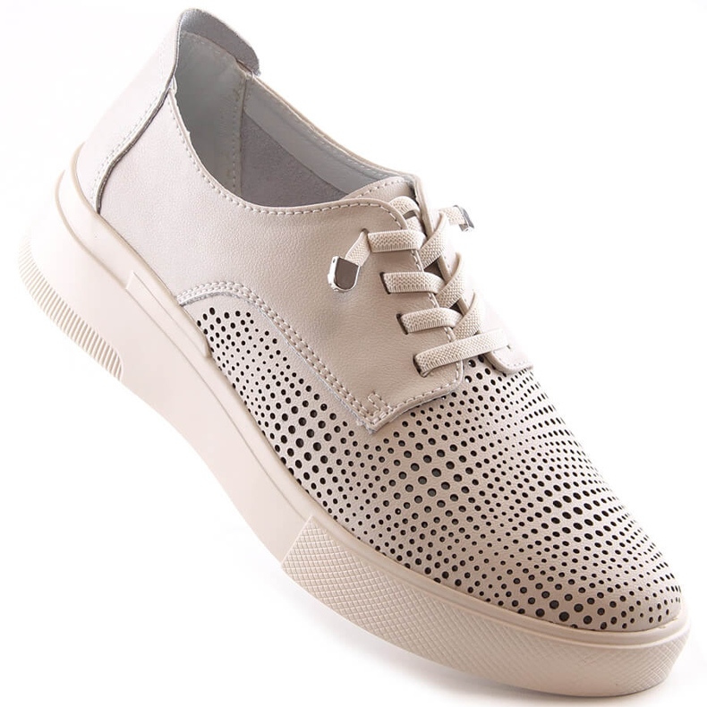 Ženske bež kožne ažur cipele Filippo DP4405 1